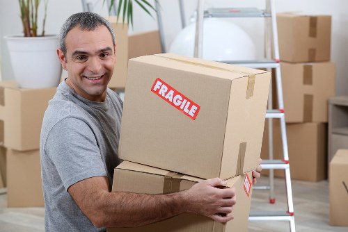 Removal van loading boxes for a Croydon flat move