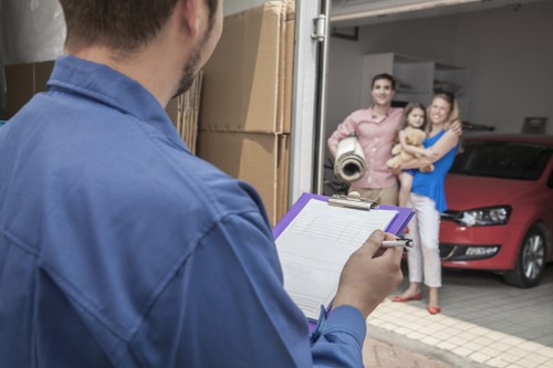 Office furniture relocation service in Croydon with desks and chairs
