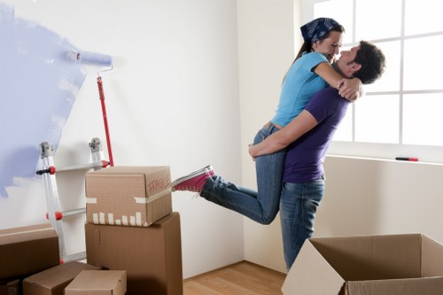 Packed boxes and furniture ready for removals in Croydon
