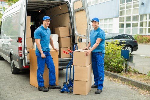 Packed boxes and furniture ready for a home move in Croydon